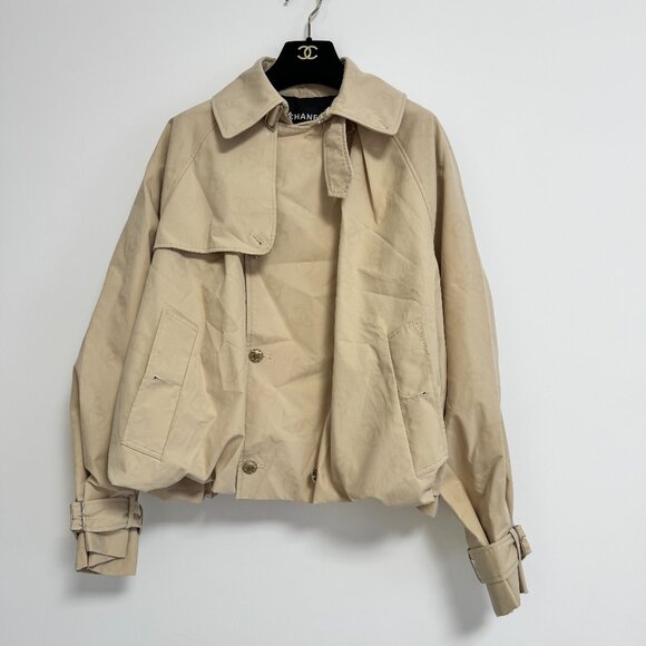 Chanel Light Beige Short Trench Coat - Picture 1 of 10